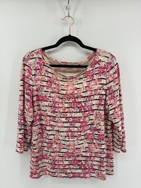 Talbots Floral 3/4 Cotton Lightweight Top Blouse